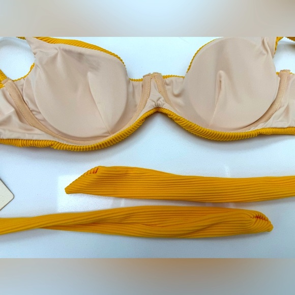 Yellow Ribbed Bikini Top: Eligible 3/$25 - Picture 5 of 9